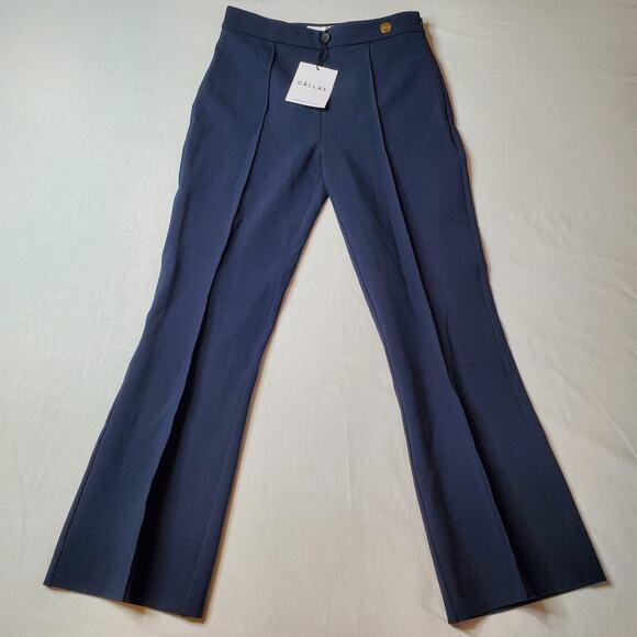 Callas Milano Women's Size 42 (US-6) NWT Lola Compact Crepe High Waist Pant Blue - Picture 4 of 9